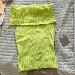 Green sweater like off the shoulder top